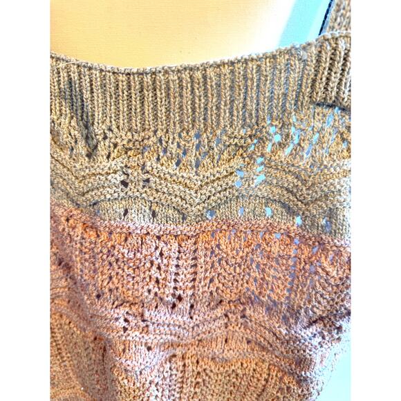Dex Plus 2X Crochet Knit Colorblock Tank Top Blush & Taupe - Picture 4 of 12